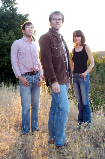 The Orange Peels (l-r): Oed Ronne, Allen Clapp and Jill Pries among the star thistles and ancient oaks on the High Meadow Trail in the coastal mountains above Sunnyvale, California.