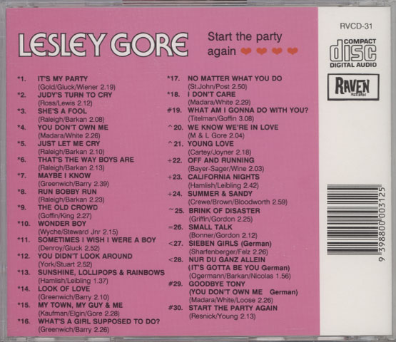 Lesley Gore ‎– Start The Party Again